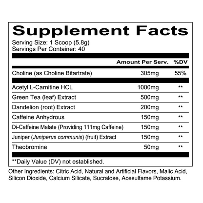 Double Tap - Blackberry Lemonade Supp Fact