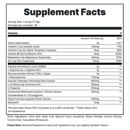 Fade Out - Grape Supp Facts