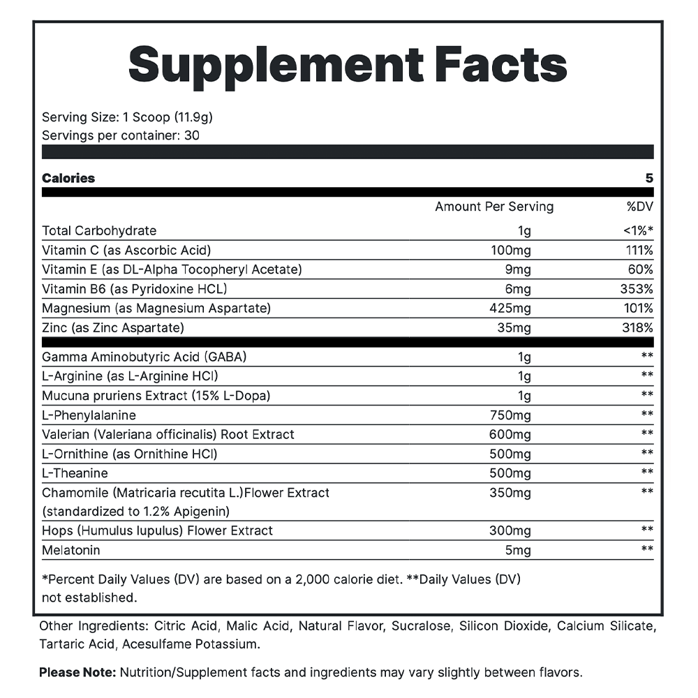 Fade Out - Grape Supp Facts
