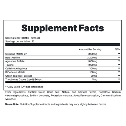 RTD - Blue Raspberry Supp Fact